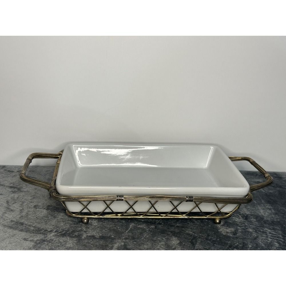 International Silver Company Handled Basket & White Porcelain Serving Dish‎